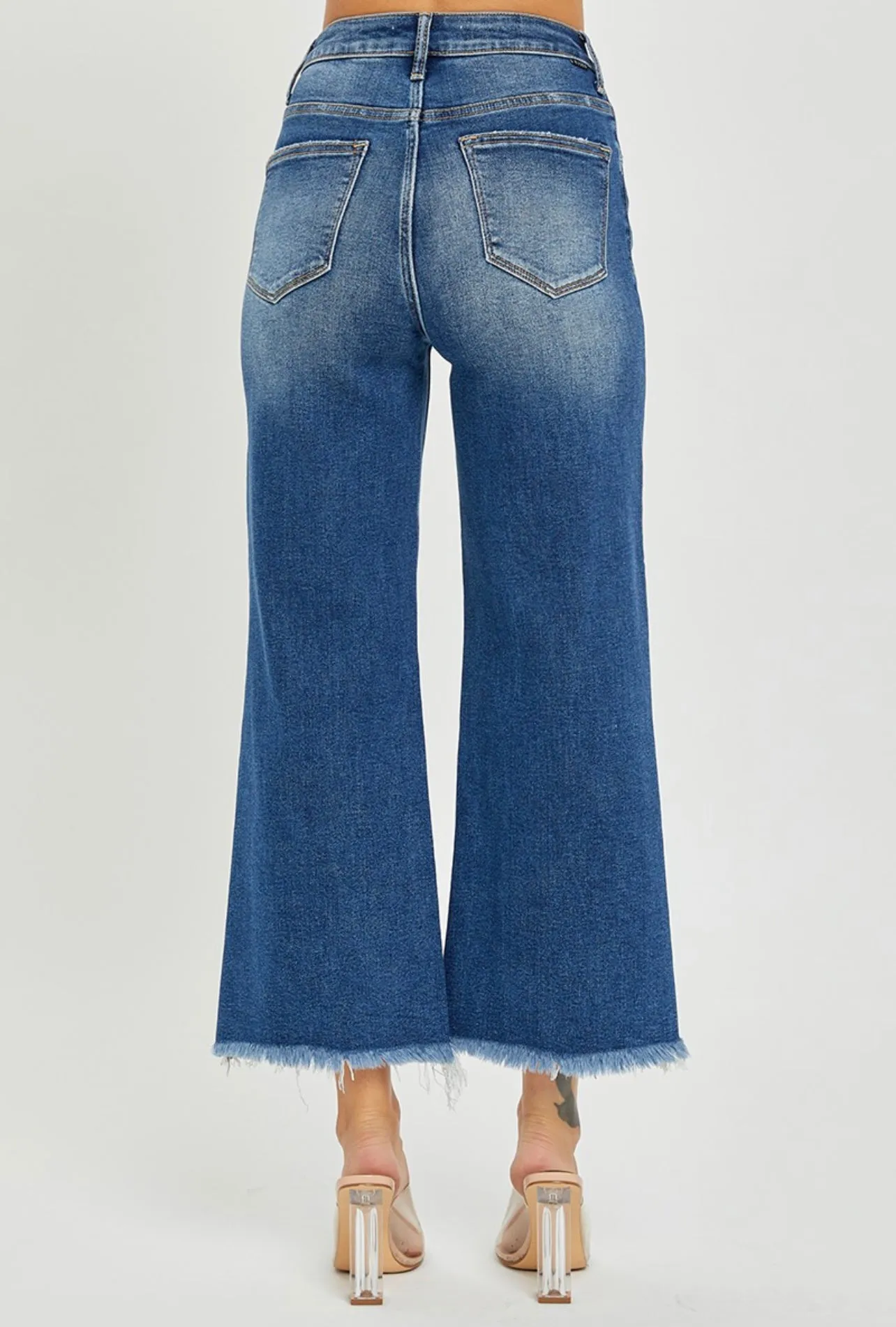 Owen- High Rise Frayed Ankle Wide Jeans