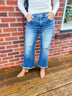 Owen- High Rise Frayed Ankle Wide Jeans