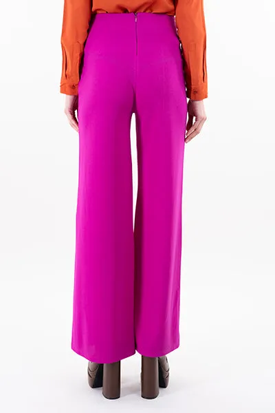 Pantalón Wide Leg Cintura Alta Costuras