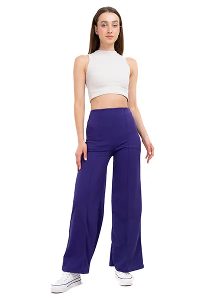 Pantalón Wide Leg Cintura Alta Costuras