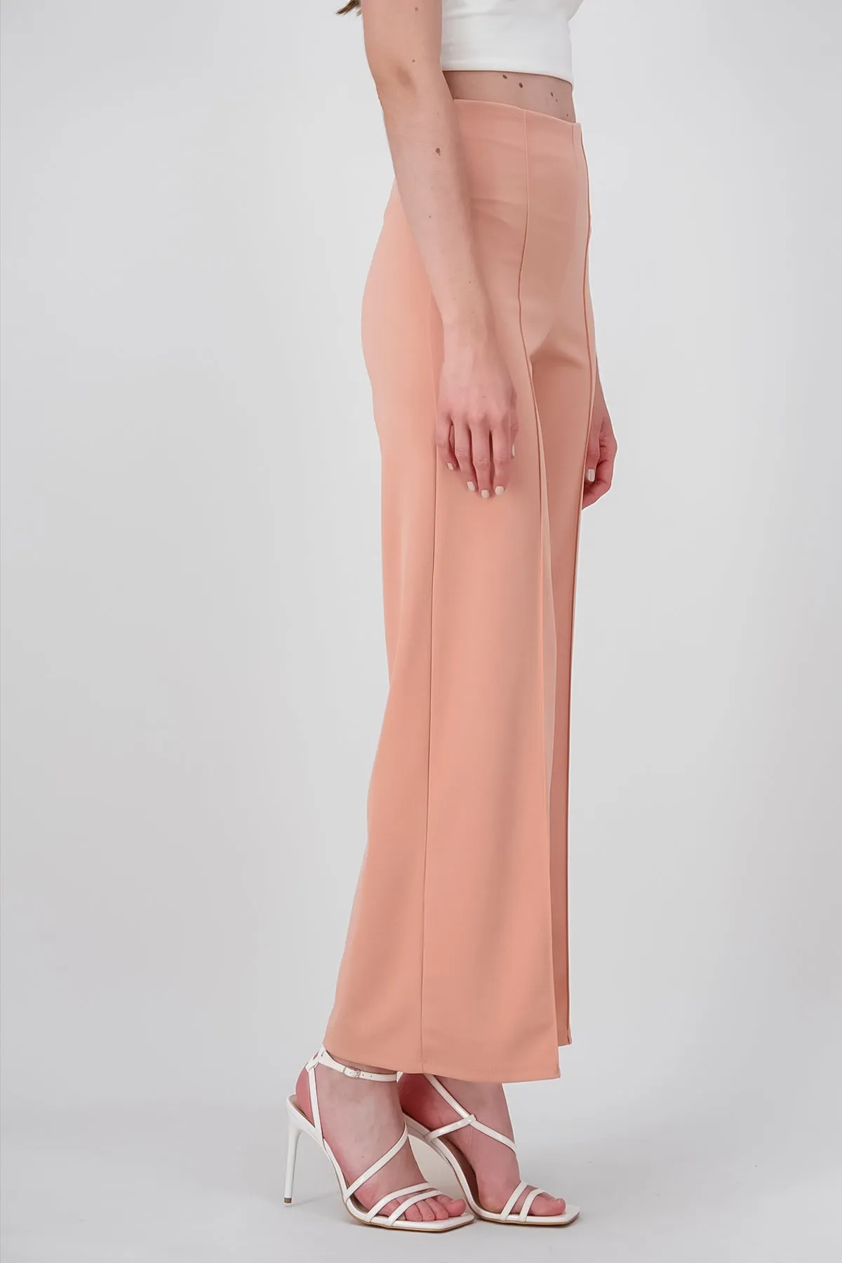 Pantalón Wide Leg Cintura Alta Costuras