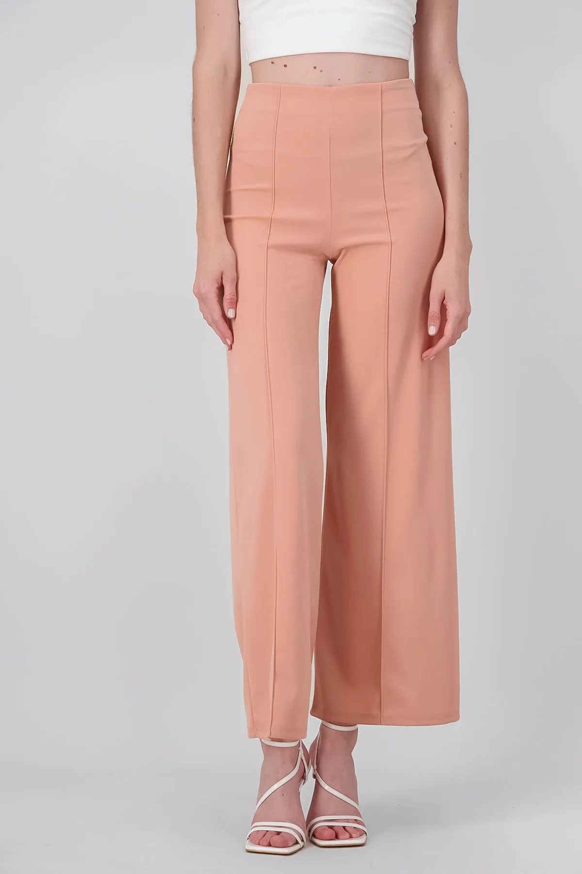 Pantalón Wide Leg Cintura Alta Costuras