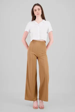 Pantalón Wide Leg Cintura Alta Costuras