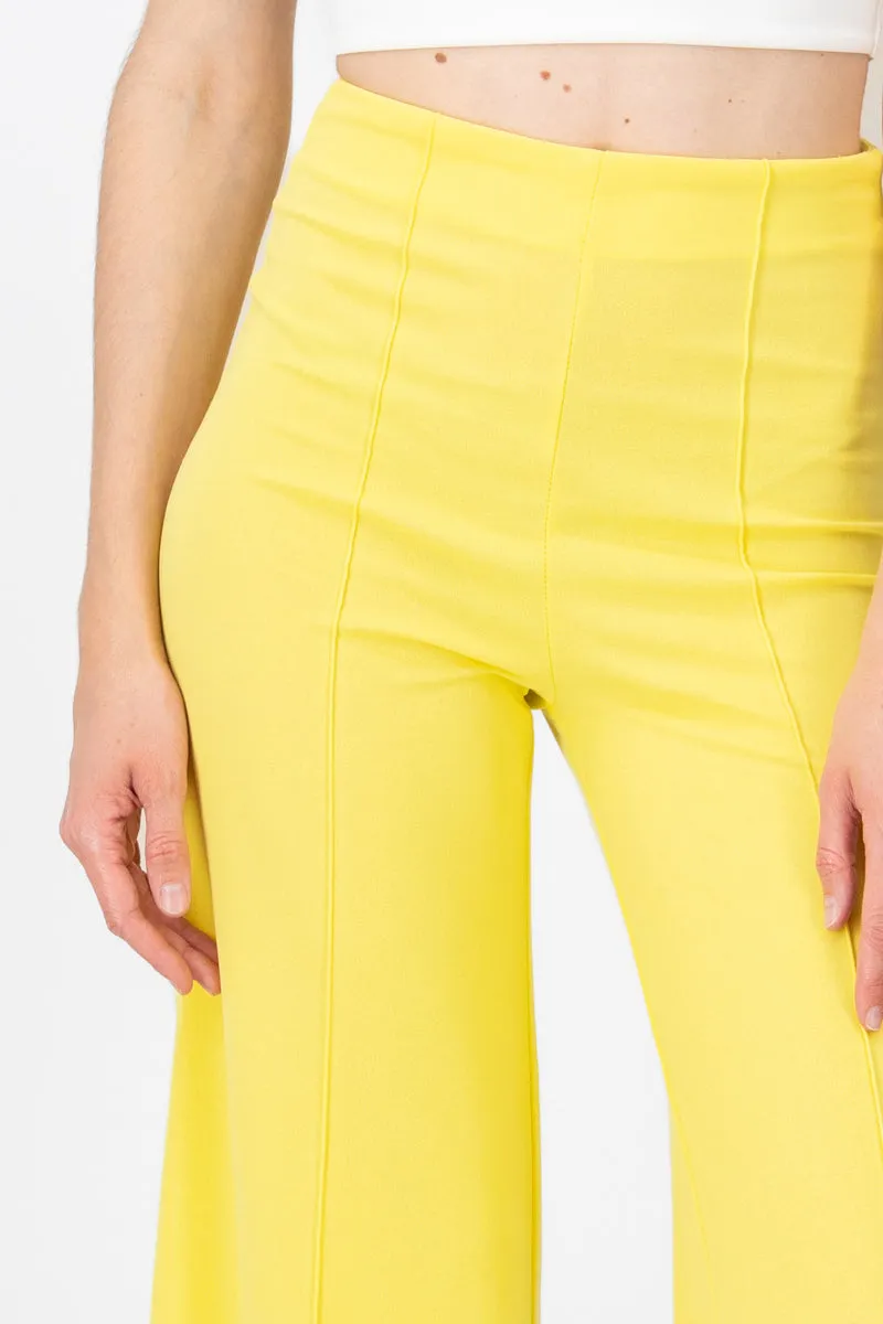 Pantalón Wide Leg Cintura Alta Costuras