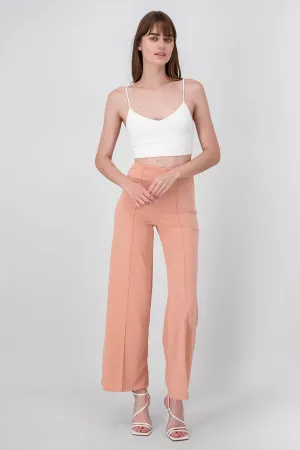 Pantalón Wide Leg Cintura Alta Costuras