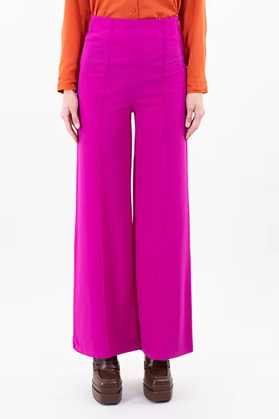 Pantalón Wide Leg Cintura Alta Costuras