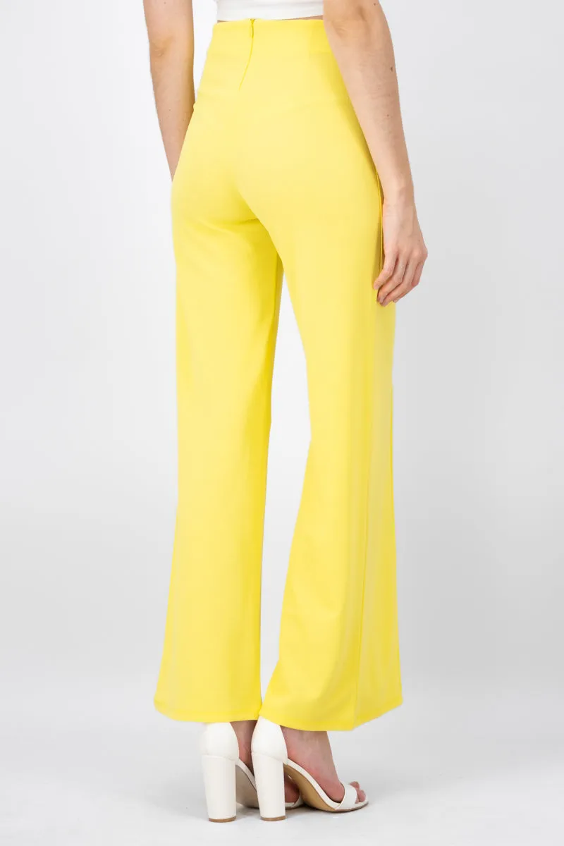 Pantalón Wide Leg Cintura Alta Costuras