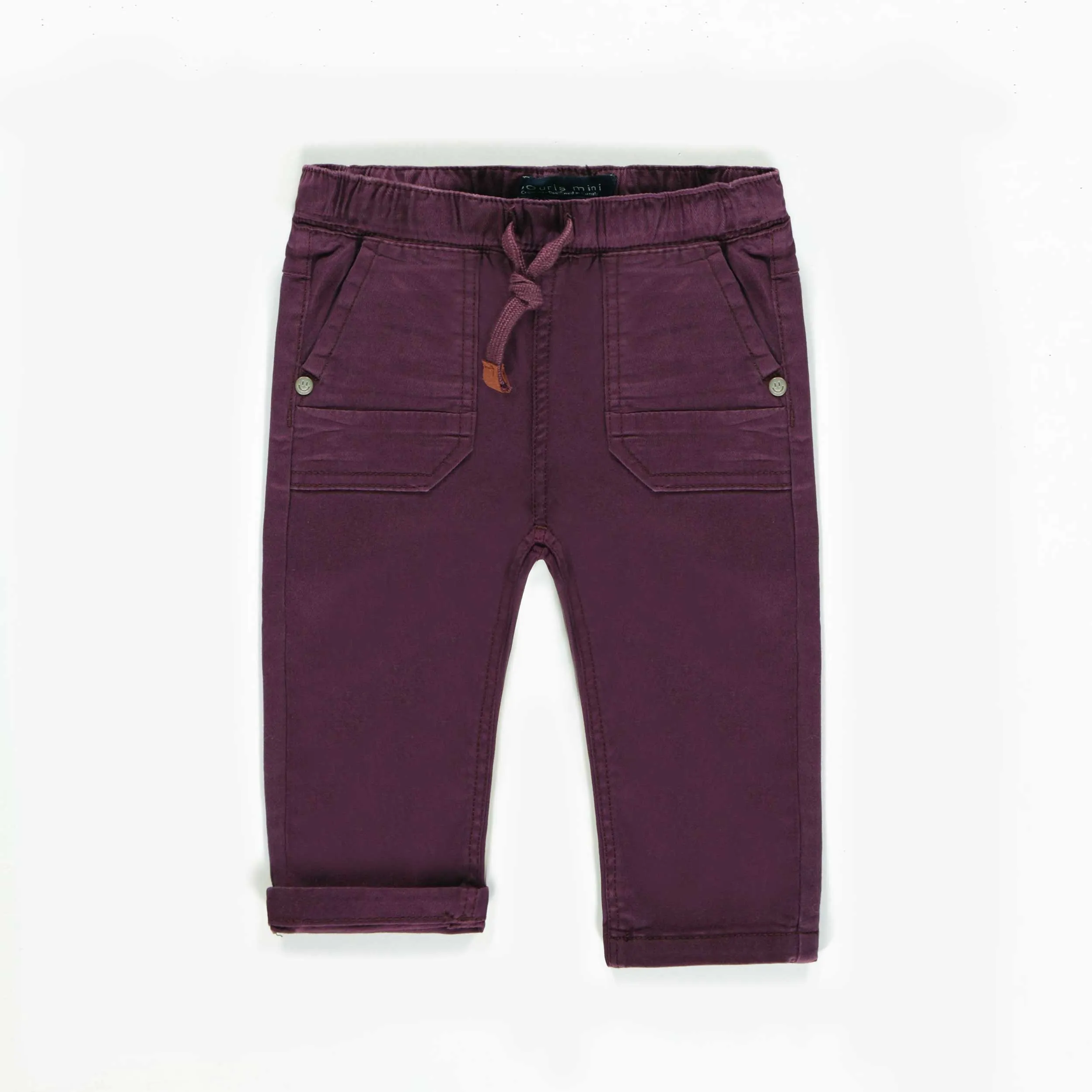 Pantalon coupe régulière en micro sergé extensible, bébé || Stretchy micro twill regular cut pants, baby