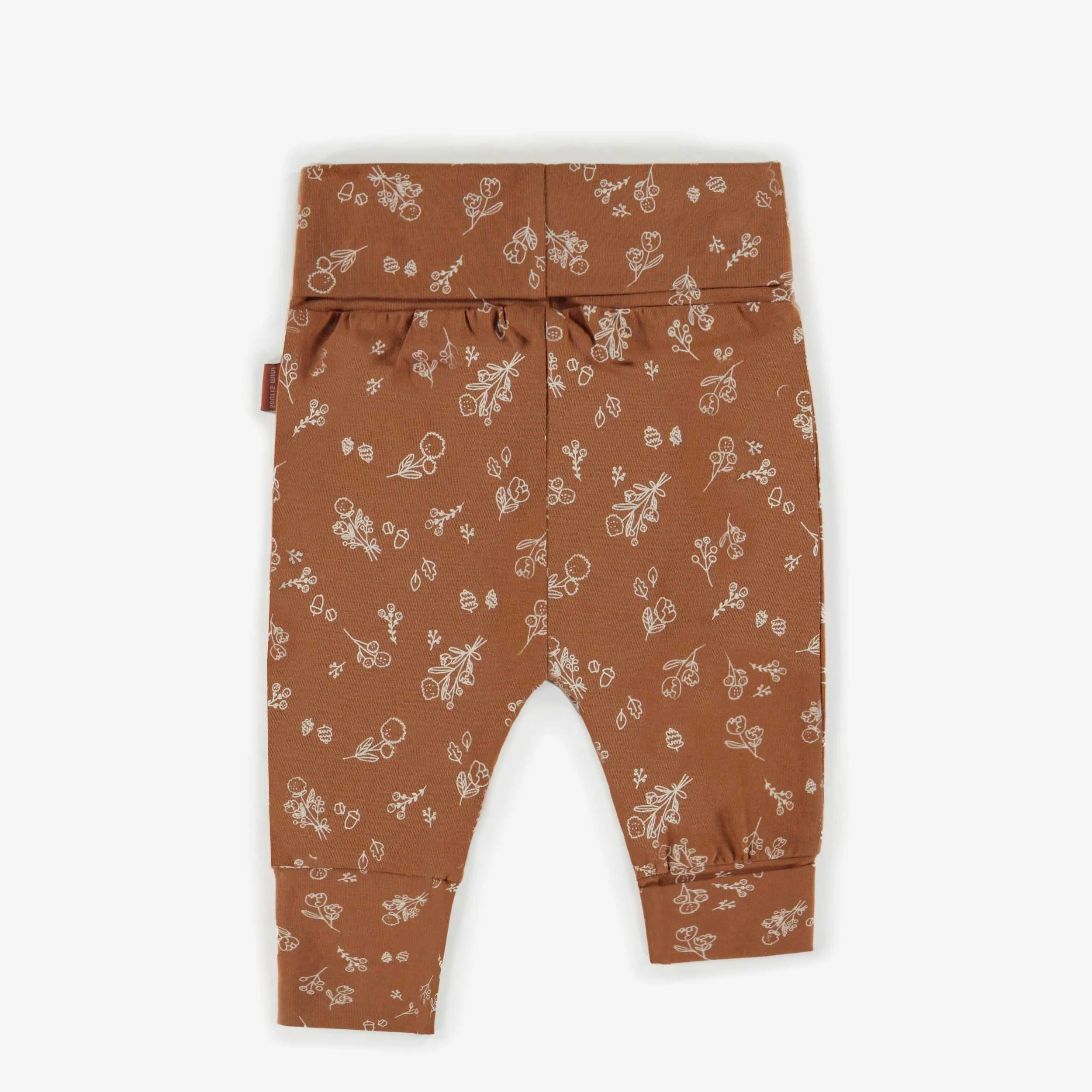 Pantalon évolutif brun à motifs fleuri, bébé || Brown flowered evolutive pant, baby