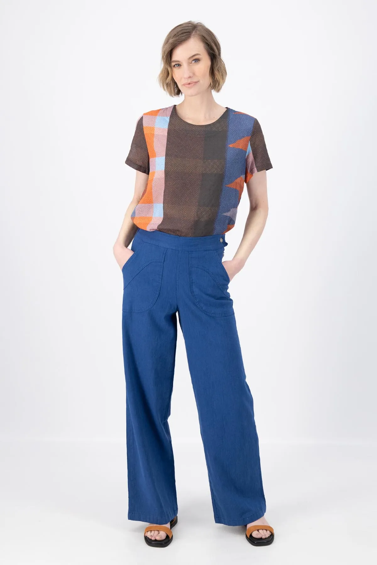 Peggy Long Pants Lino Cobalt Blue in Linen