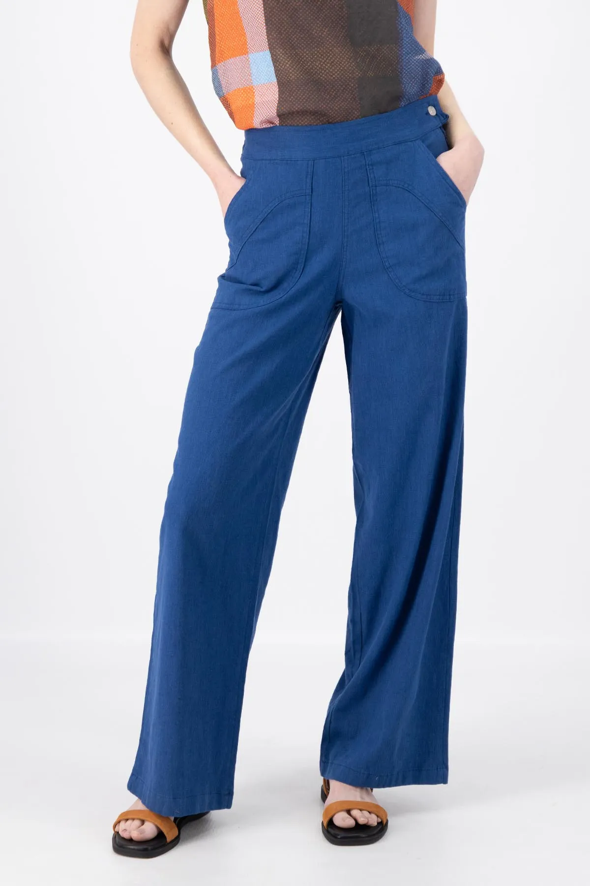 Peggy Long Pants Lino Cobalt Blue in Linen