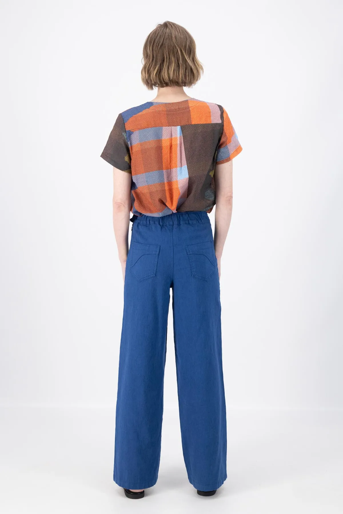 Peggy Long Pants Lino Cobalt Blue in Linen