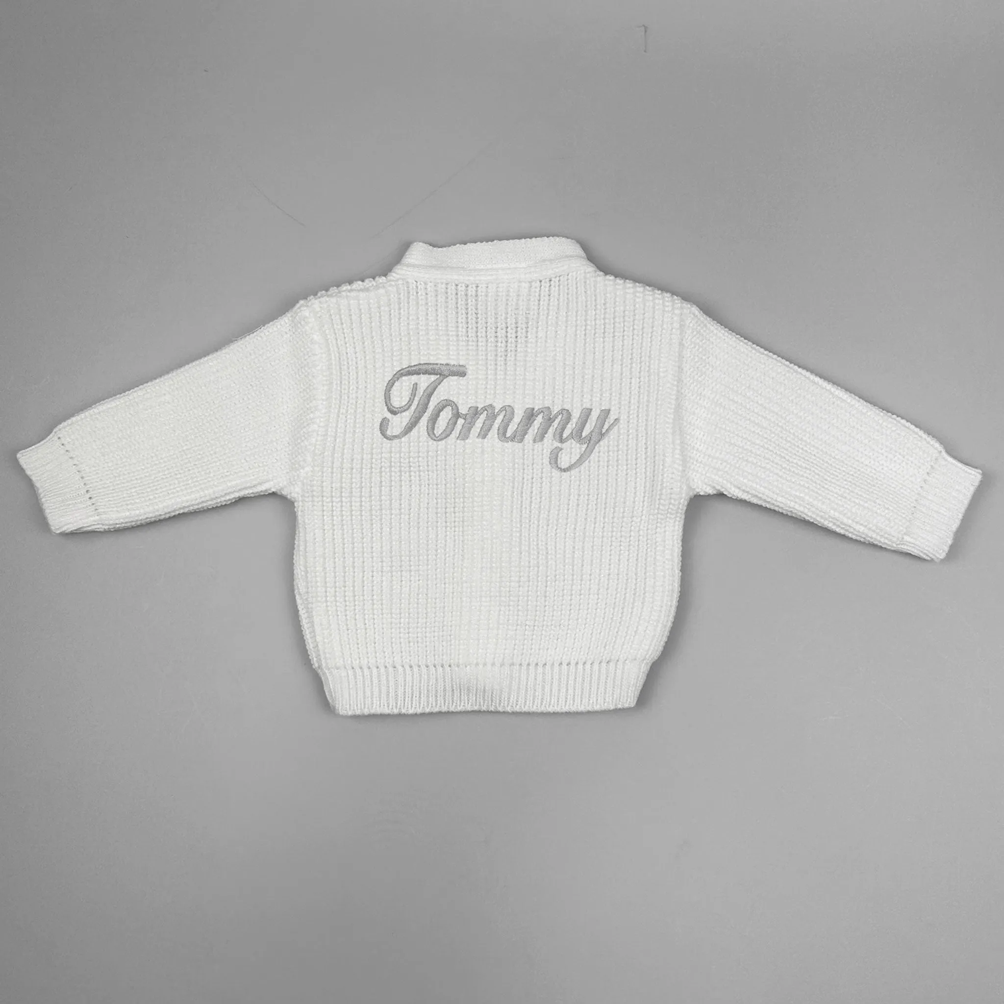Personalised Name Unisex Baby Cardigan - White