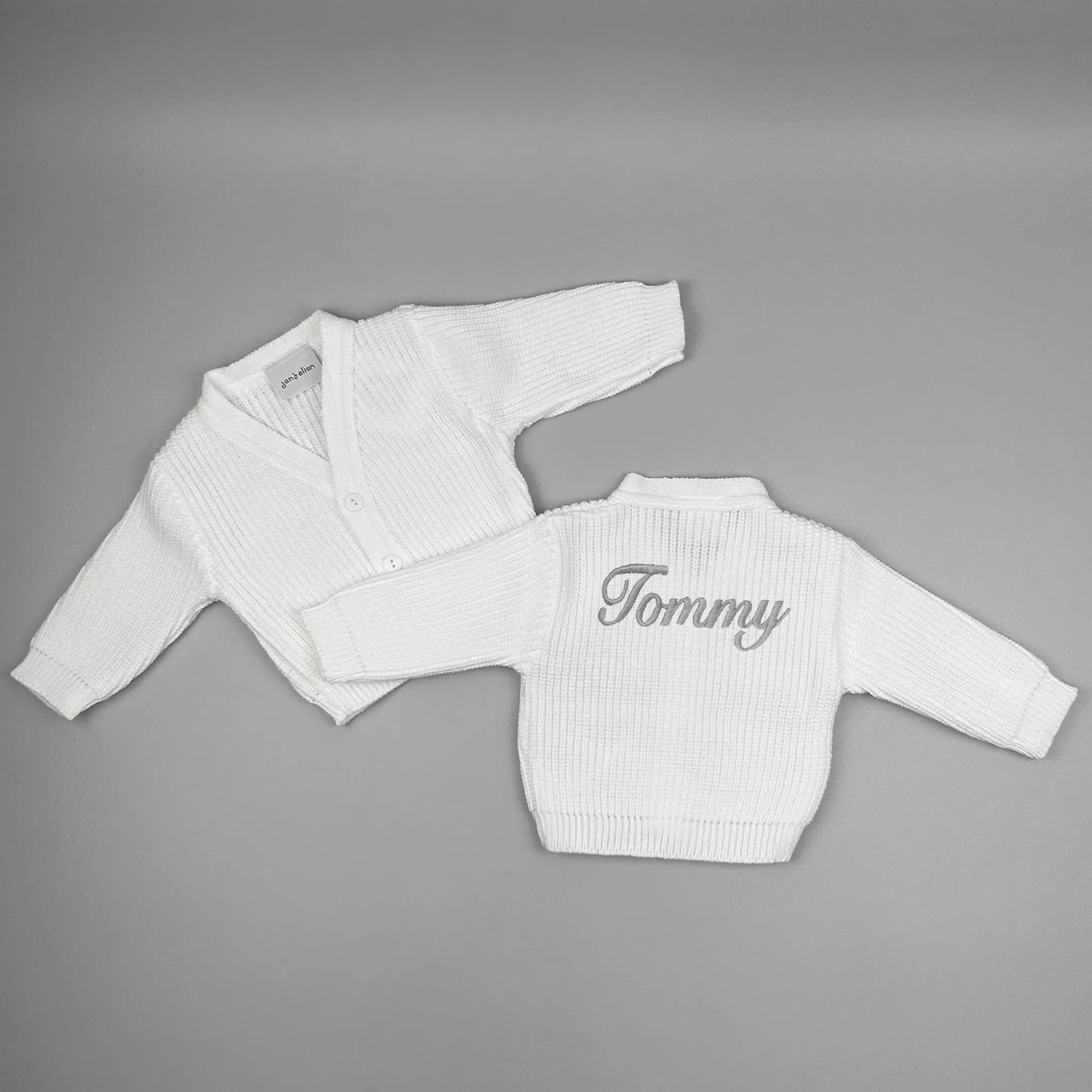 Personalised Name Unisex Baby Cardigan - White