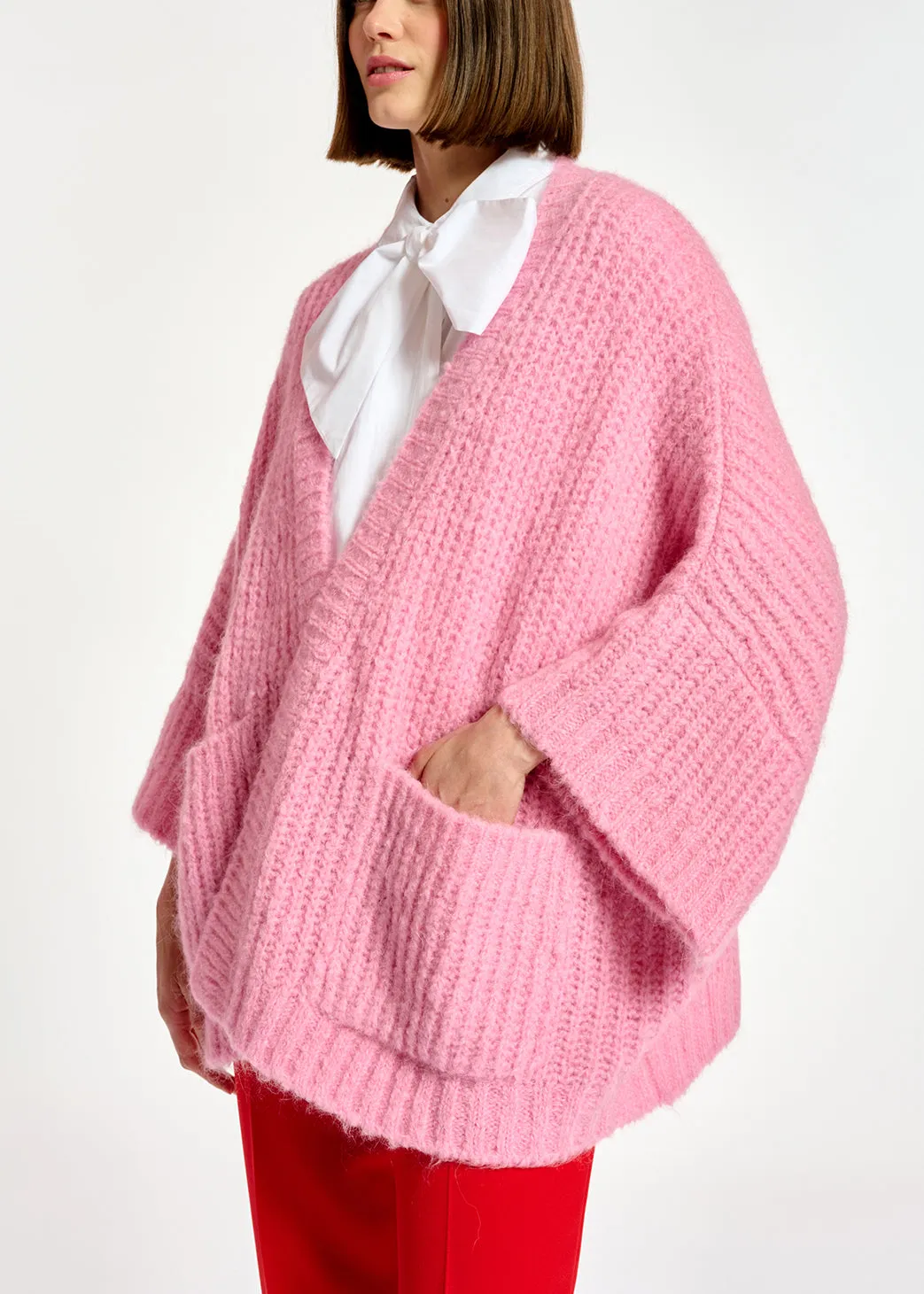 Pink boxy cut cardigan