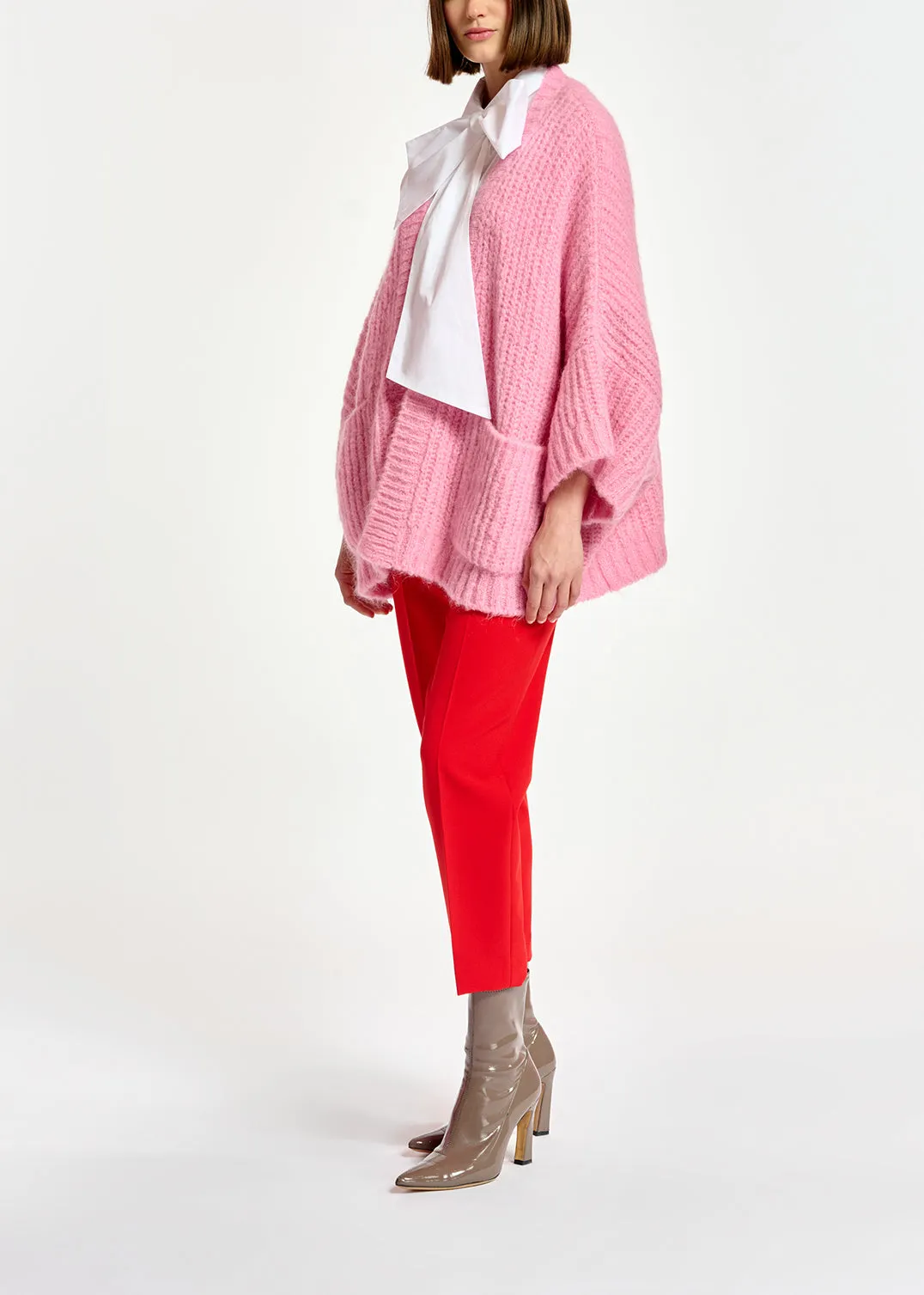 Pink boxy cut cardigan