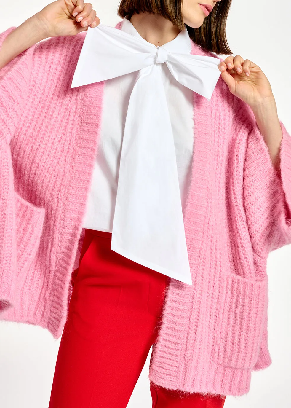 Pink boxy cut cardigan