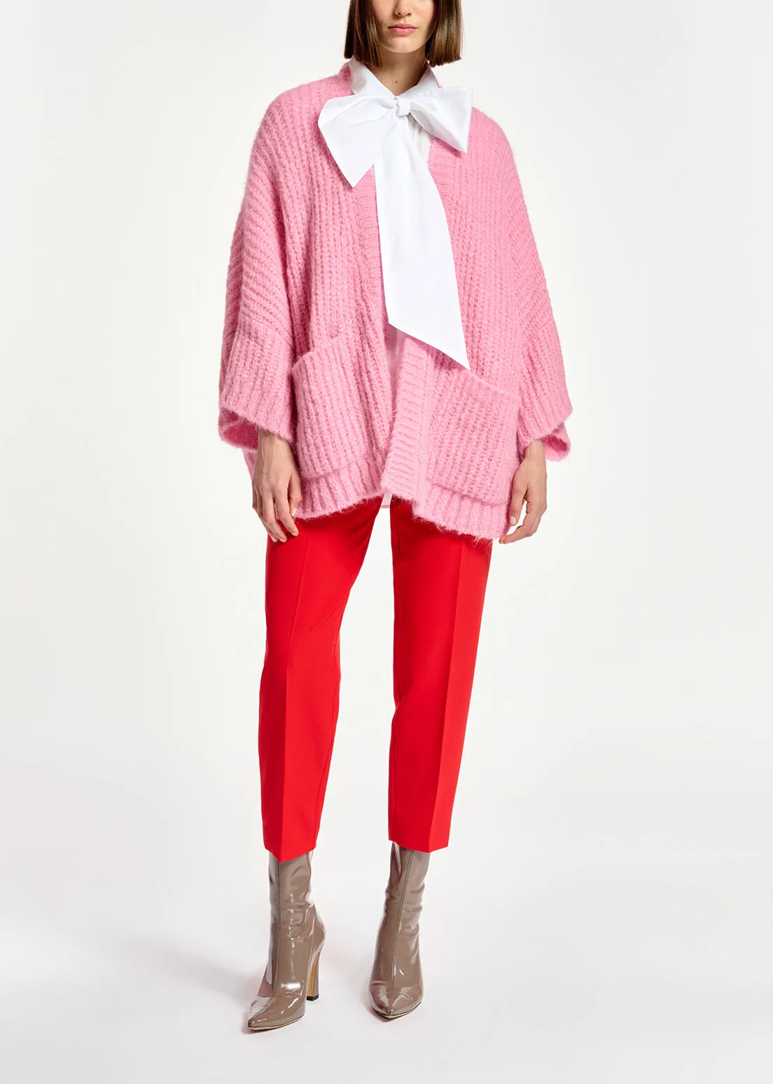 Pink boxy cut cardigan