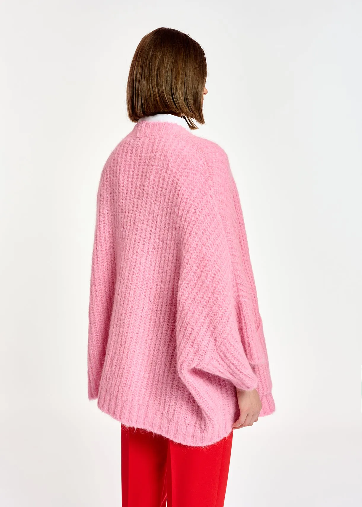 Pink boxy cut cardigan