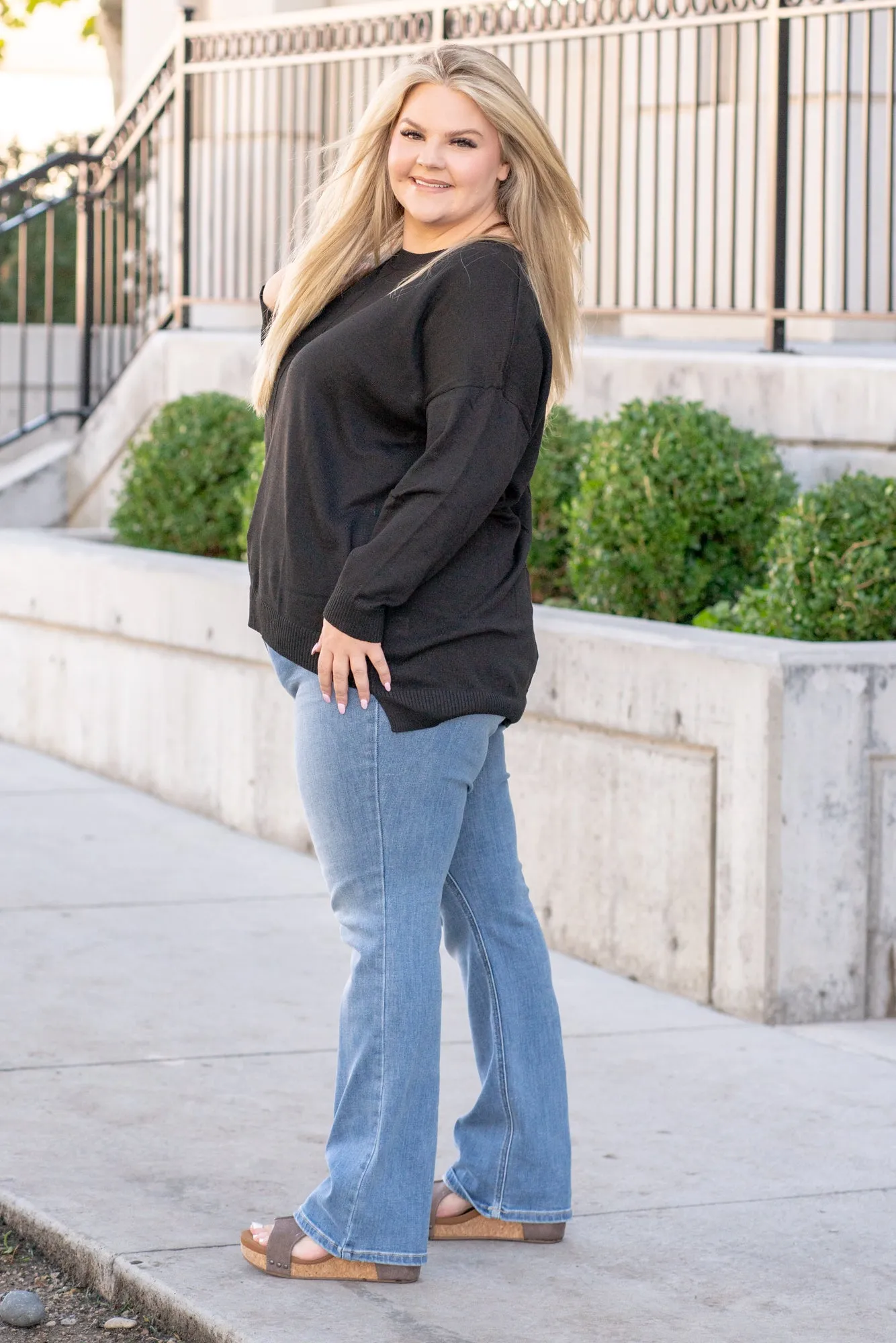 Plus Size Anna Shoulder Sweater - Black
