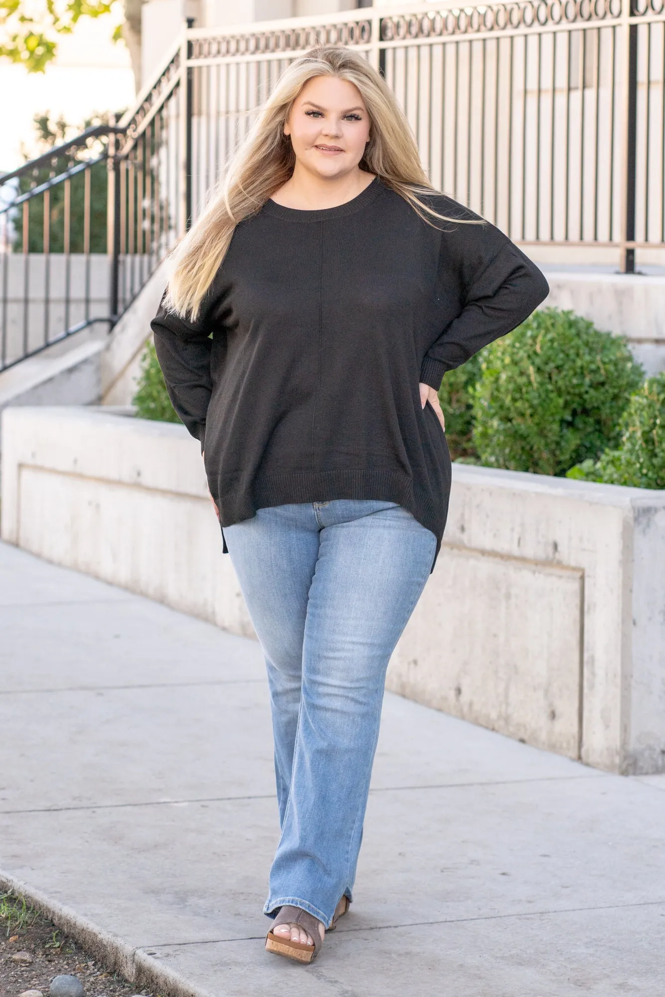 Plus Size Anna Shoulder Sweater - Black