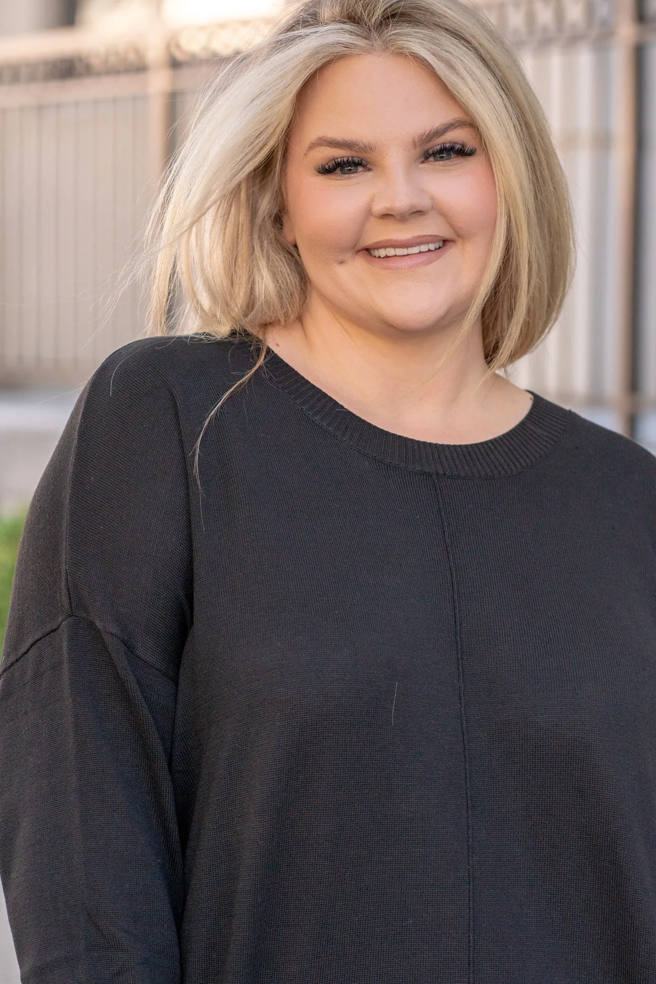 Plus Size Anna Shoulder Sweater - Black