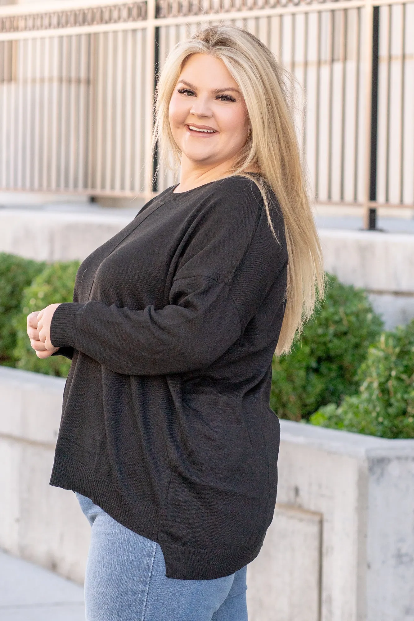 Plus Size Anna Shoulder Sweater - Black