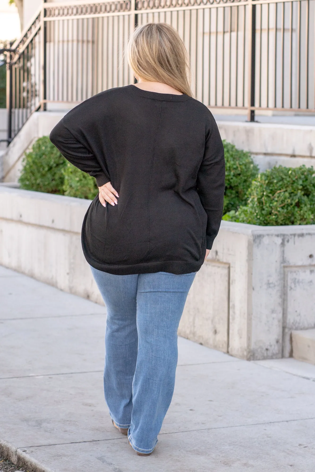 Plus Size Anna Shoulder Sweater - Black
