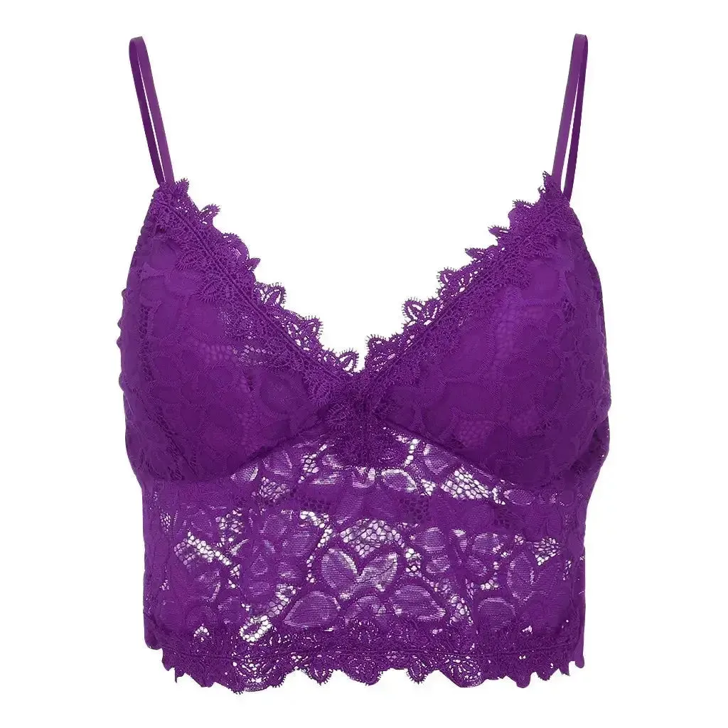 Plus size lace V-neck tank top for women with built-in wireless bra, breathable camisole for everyday wear