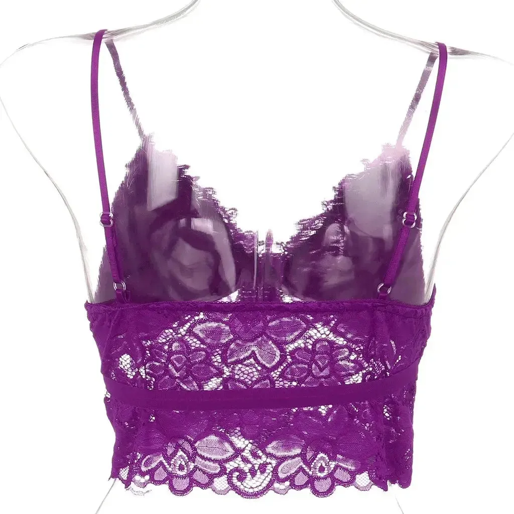 Plus size lace V-neck tank top for women with built-in wireless bra, breathable camisole for everyday wear