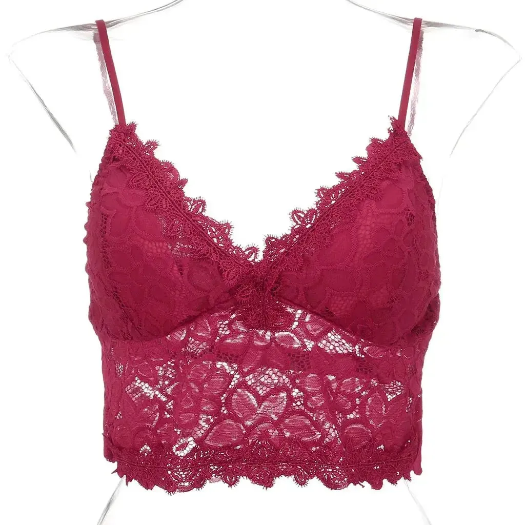Plus size lace V-neck tank top for women with built-in wireless bra, breathable camisole for everyday wear