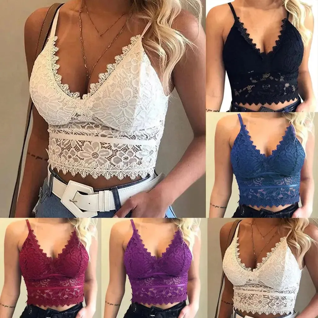 Plus size lace V-neck tank top for women with built-in wireless bra, breathable camisole for everyday wear