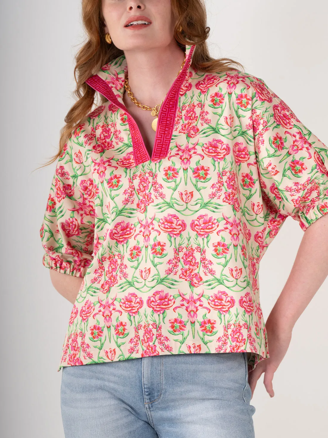 Poppy Top in Floral Garden Cheetah by Emily McCarthy