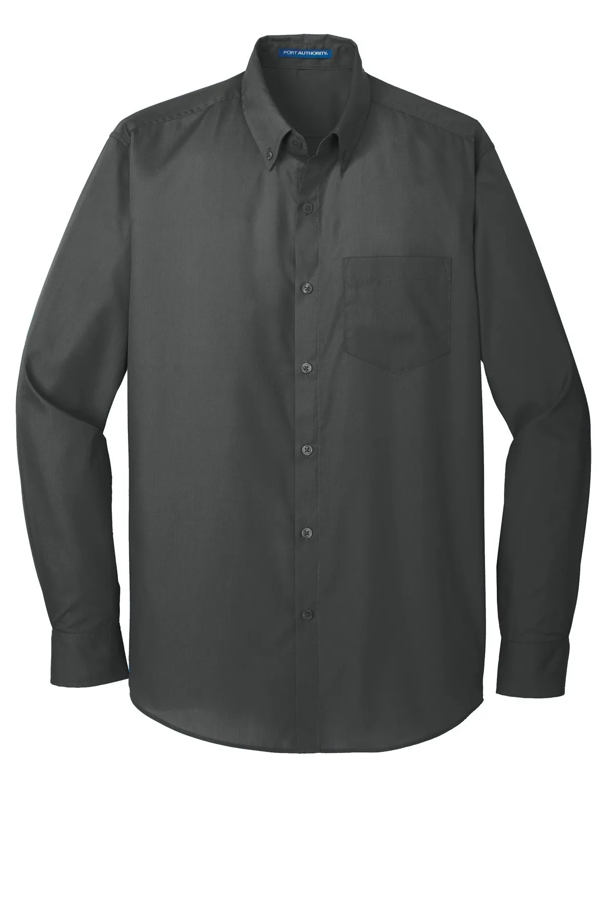 Port Authority Long Sleeve Carefree Poplin Shirt. W100 Graphite