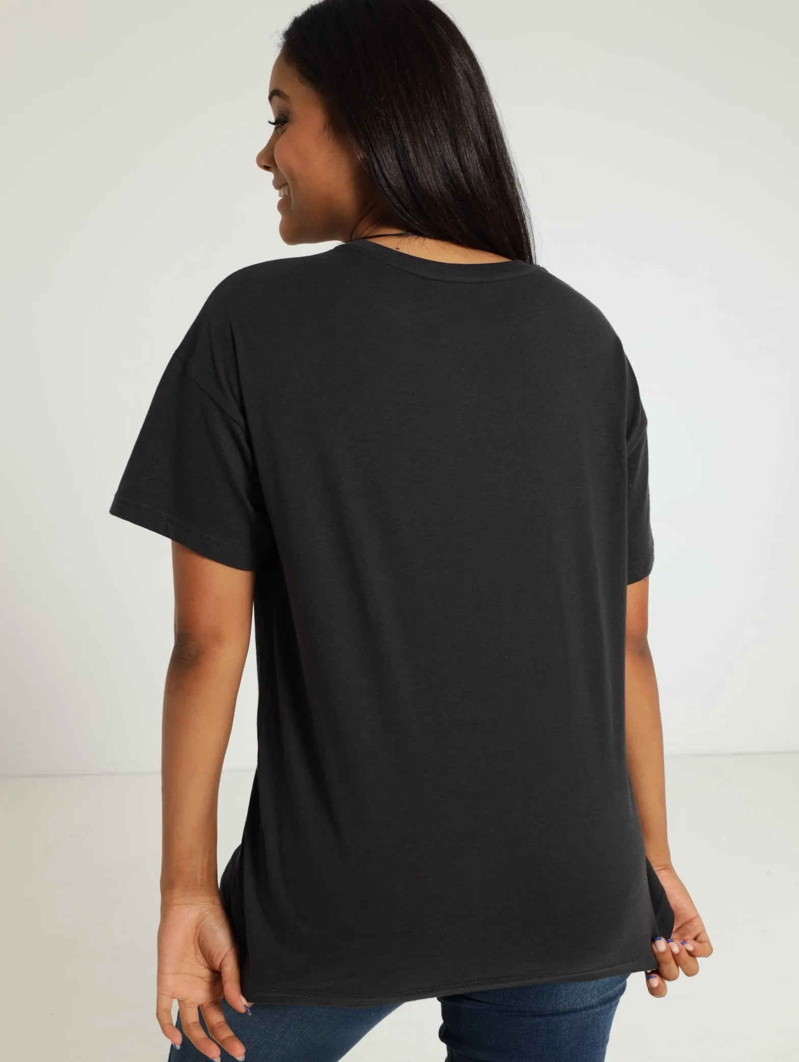 Printed Oversized Tee - Charcoal
