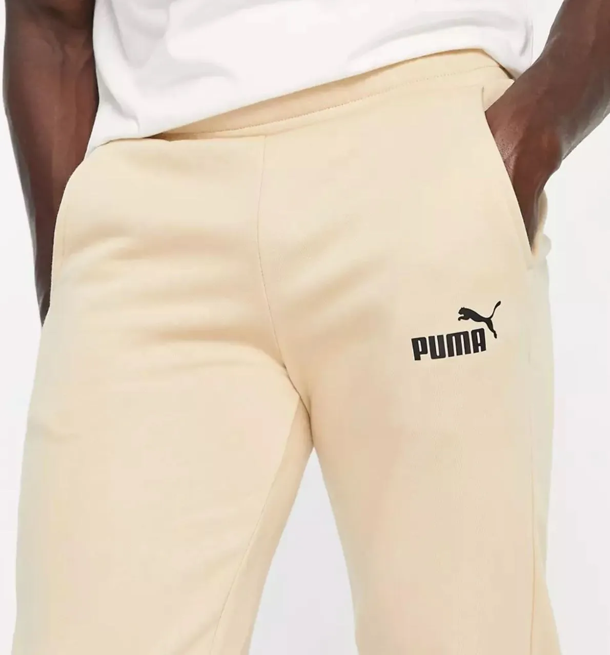 Puma Small Logo Mens Beige Joggers Track Pants Size XL (New)