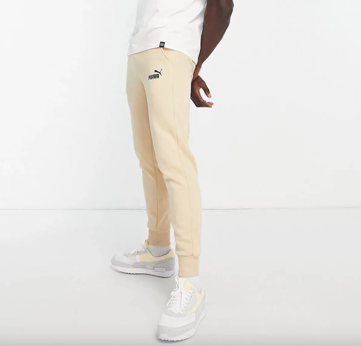 Puma Small Logo Mens Beige Joggers Track Pants Size XL (New)