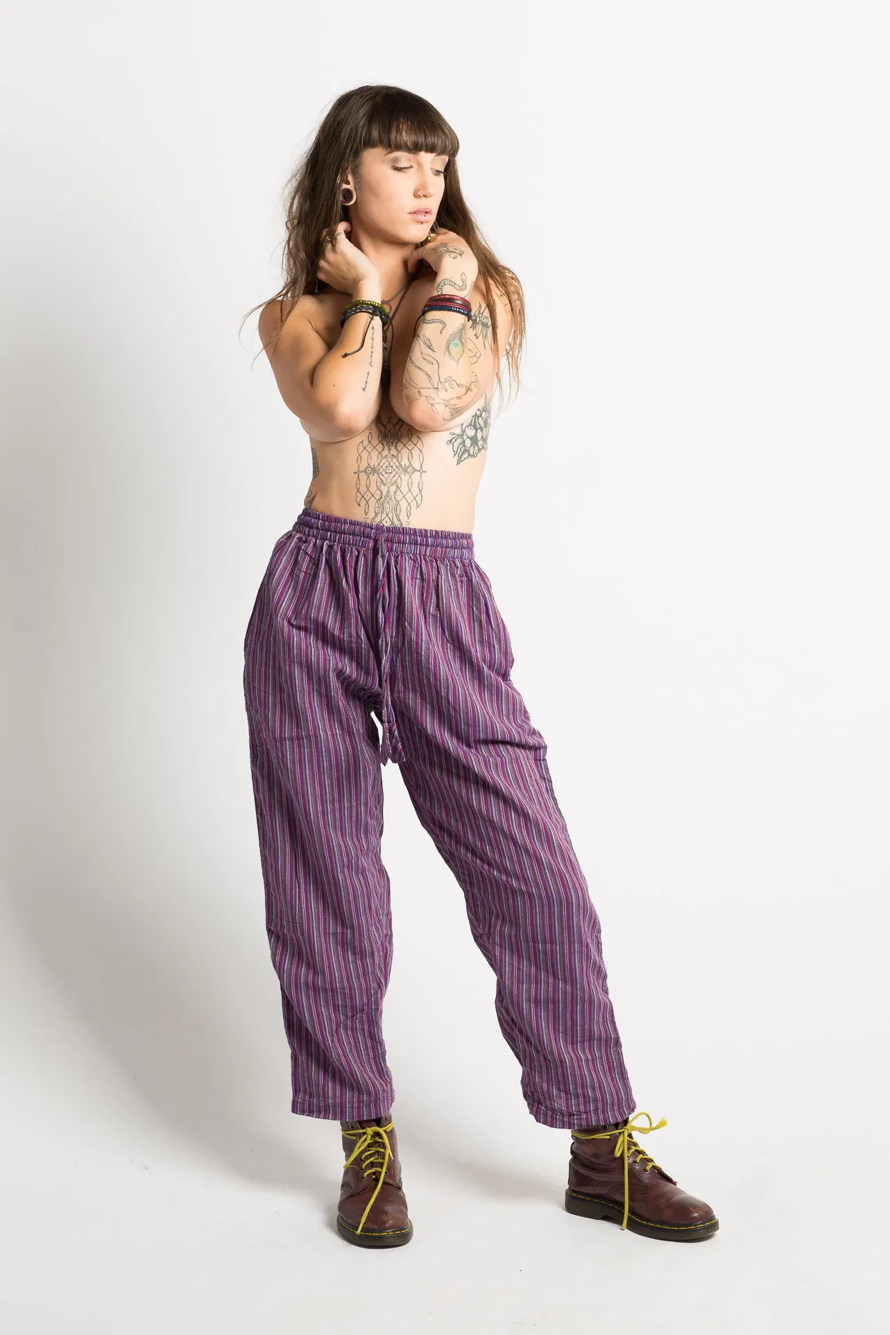 Purple Striped Hippie Pants