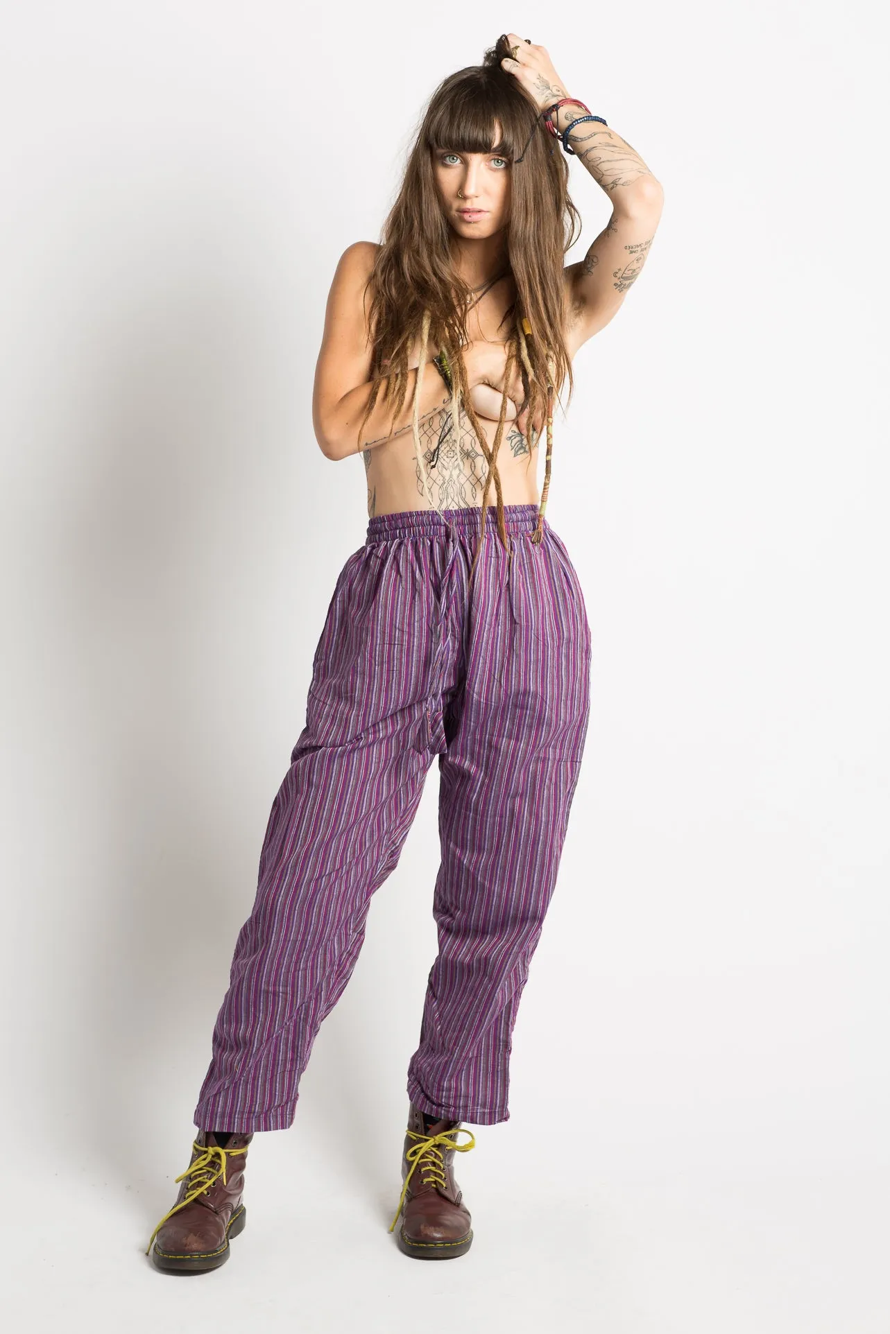 Purple Striped Hippie Pants