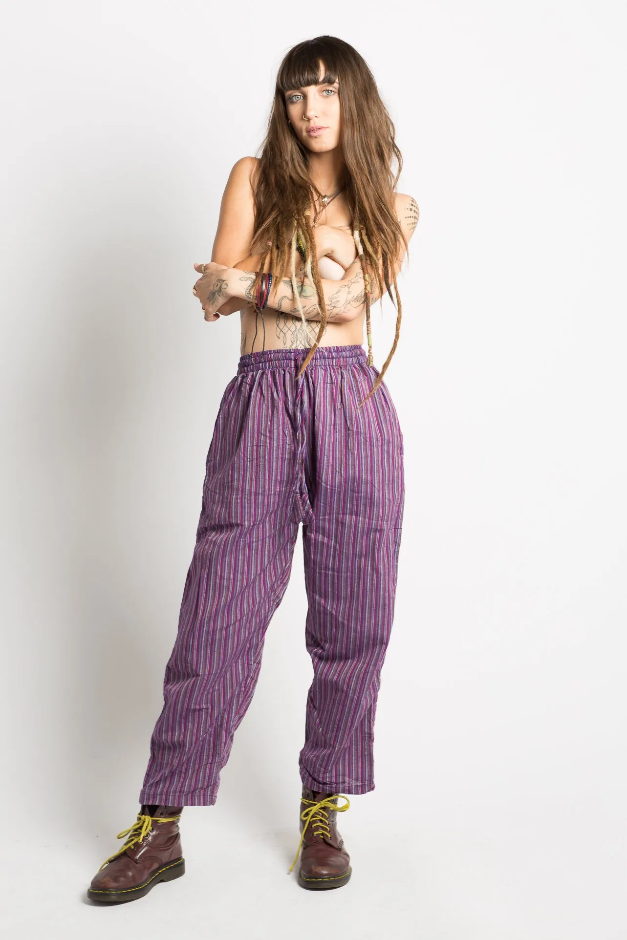 Purple Striped Hippie Pants