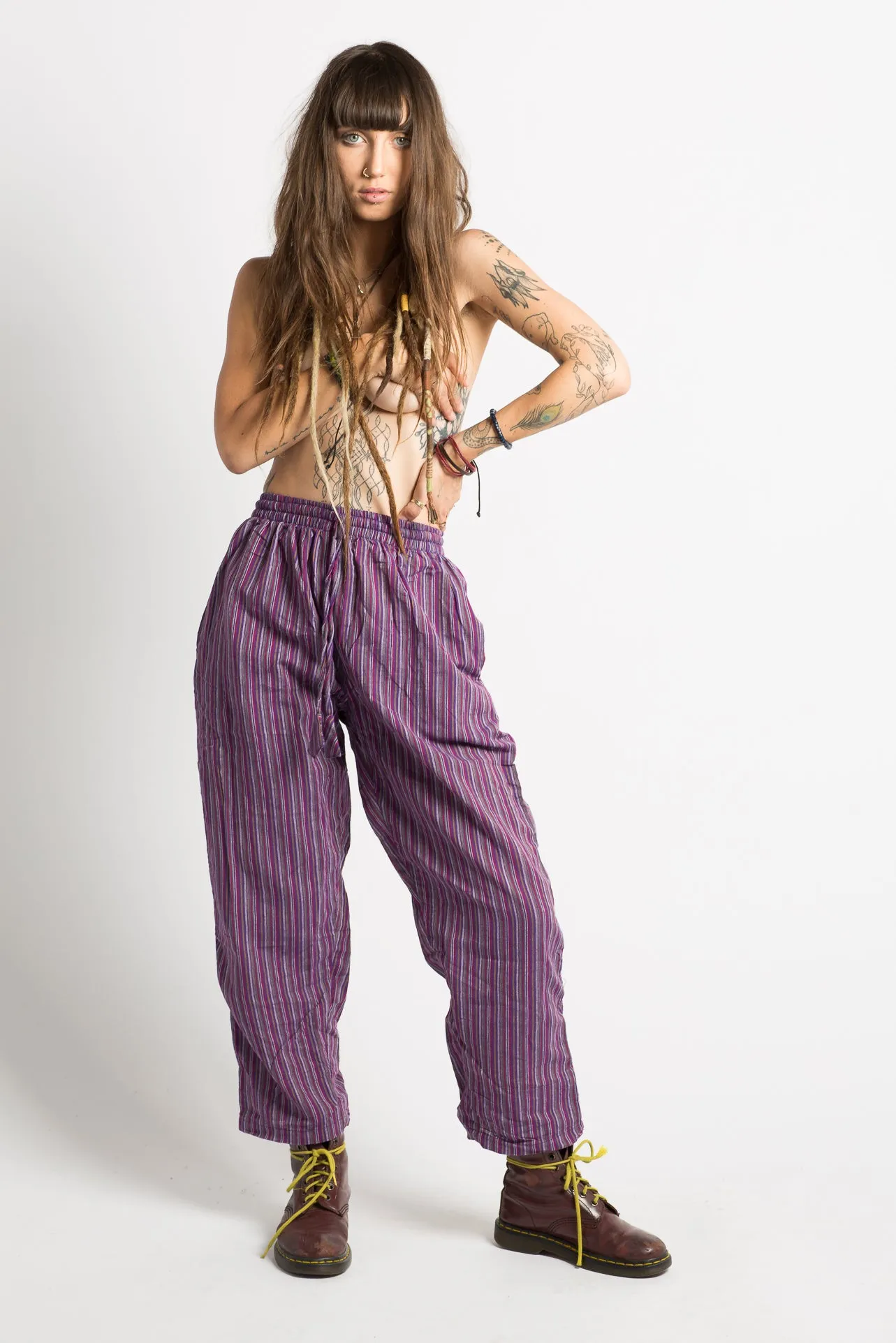 Purple Striped Hippie Pants