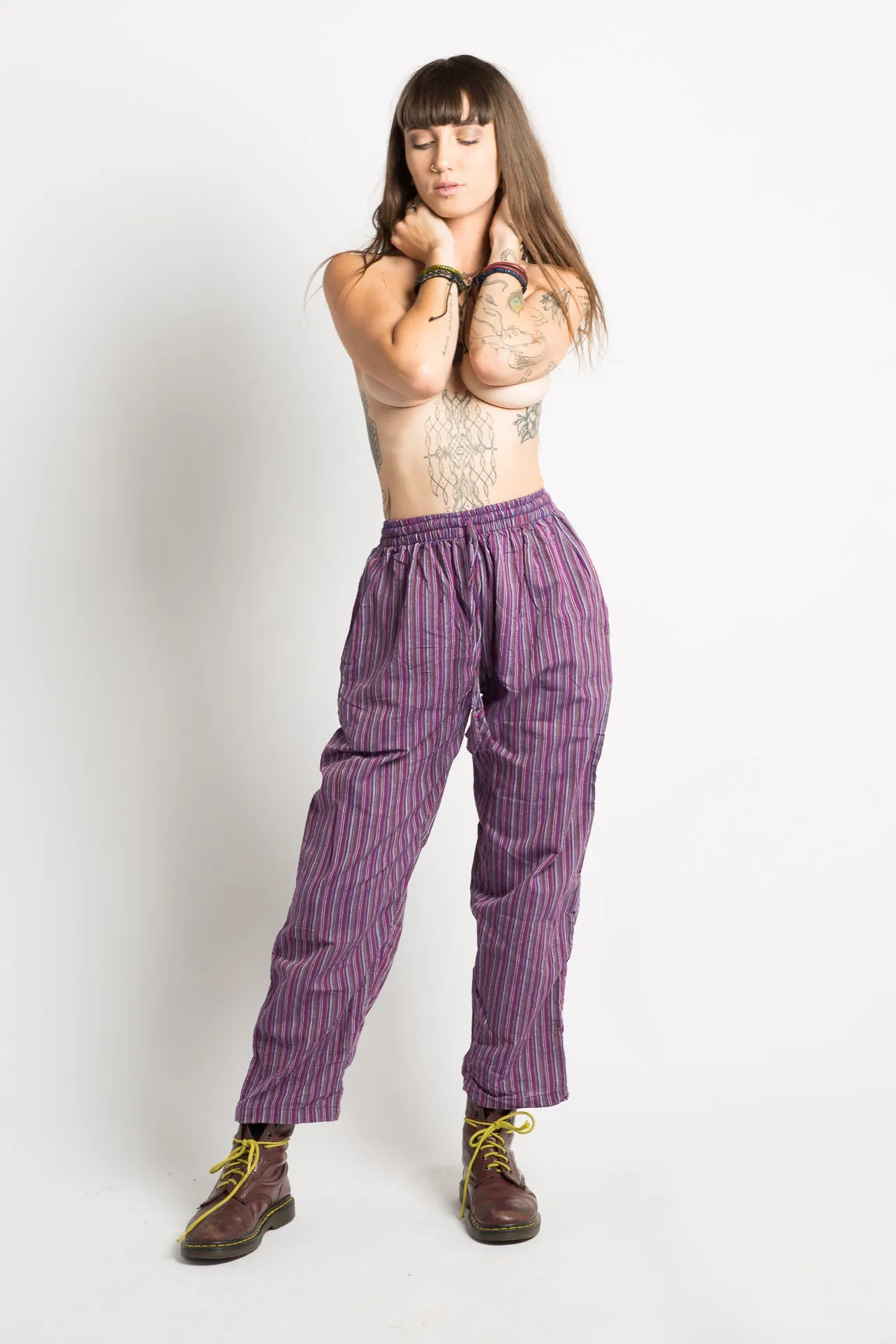 Purple Striped Hippie Pants