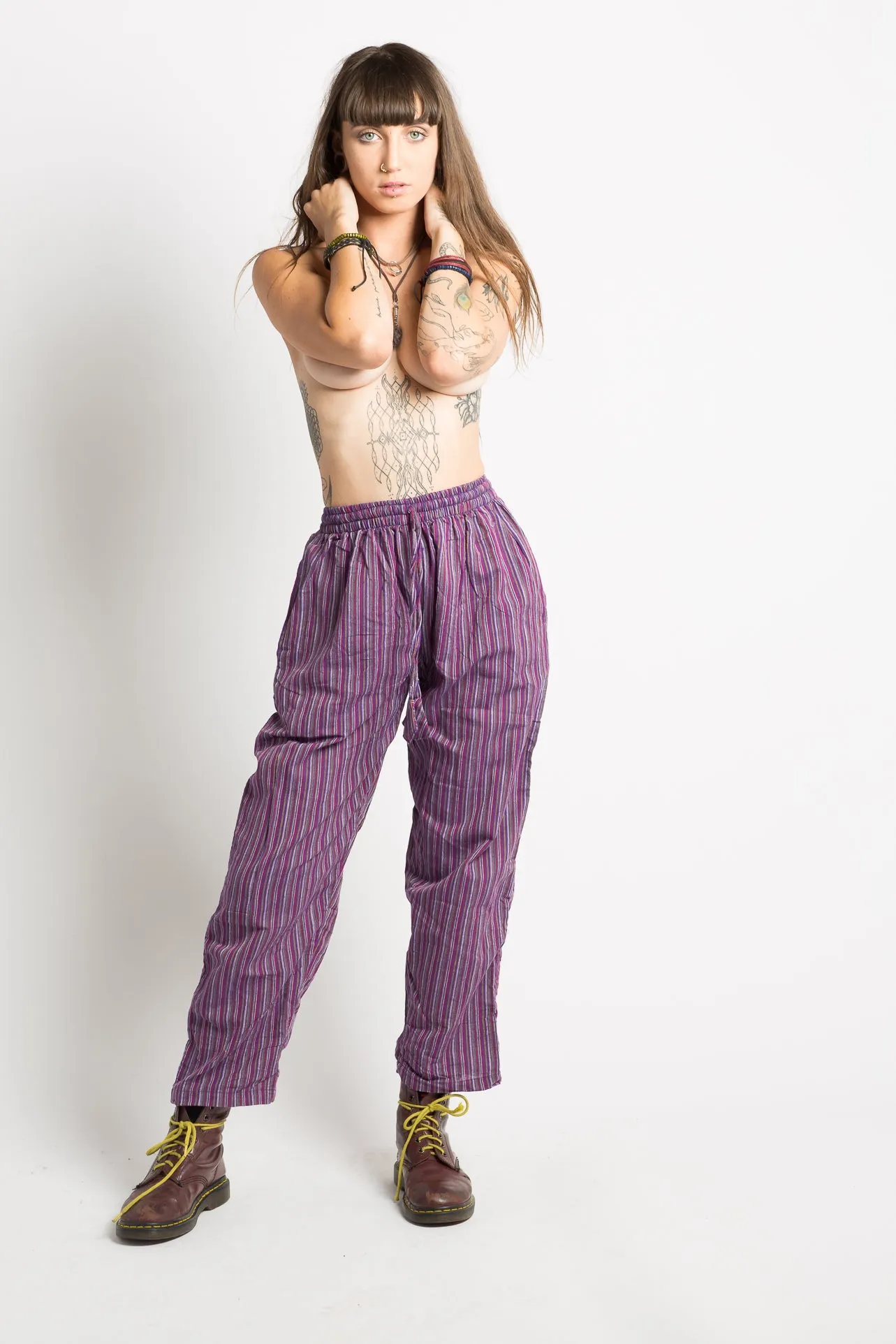 Purple Striped Hippie Pants