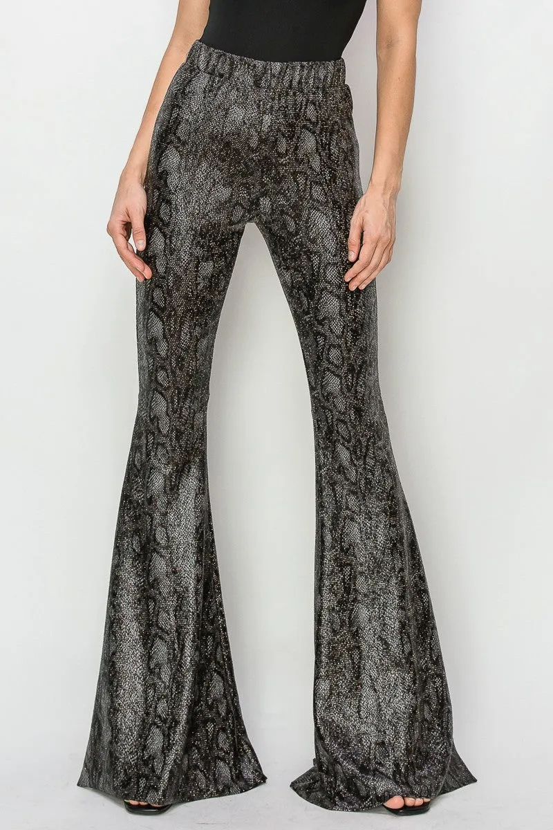 PYTHON GOLD FOIL BELLBOTTOM KNIT PANTS WESTERN W2300PAD