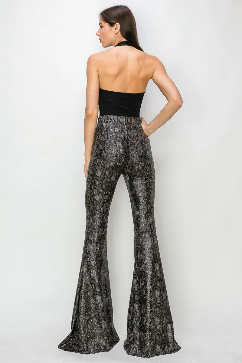 PYTHON GOLD FOIL BELLBOTTOM KNIT PANTS WESTERN W2300PAD