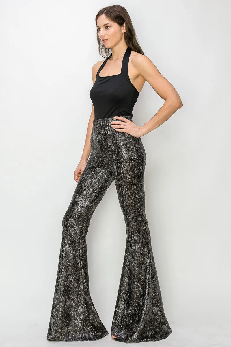 PYTHON GOLD FOIL BELLBOTTOM KNIT PANTS WESTERN W2300PAD