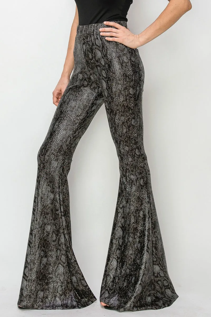 PYTHON GOLD FOIL BELLBOTTOM KNIT PANTS WESTERN W2300PAD