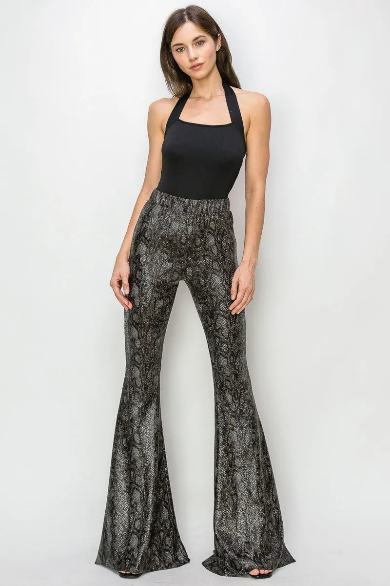 PYTHON GOLD FOIL BELLBOTTOM KNIT PANTS WESTERN W2300PAD