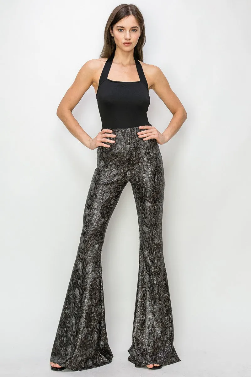 PYTHON GOLD FOIL BELLBOTTOM KNIT PANTS WESTERN W2300PAD