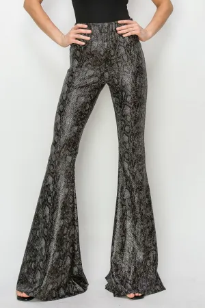 PYTHON GOLD FOIL BELLBOTTOM KNIT PANTS WESTERN W2300PAD